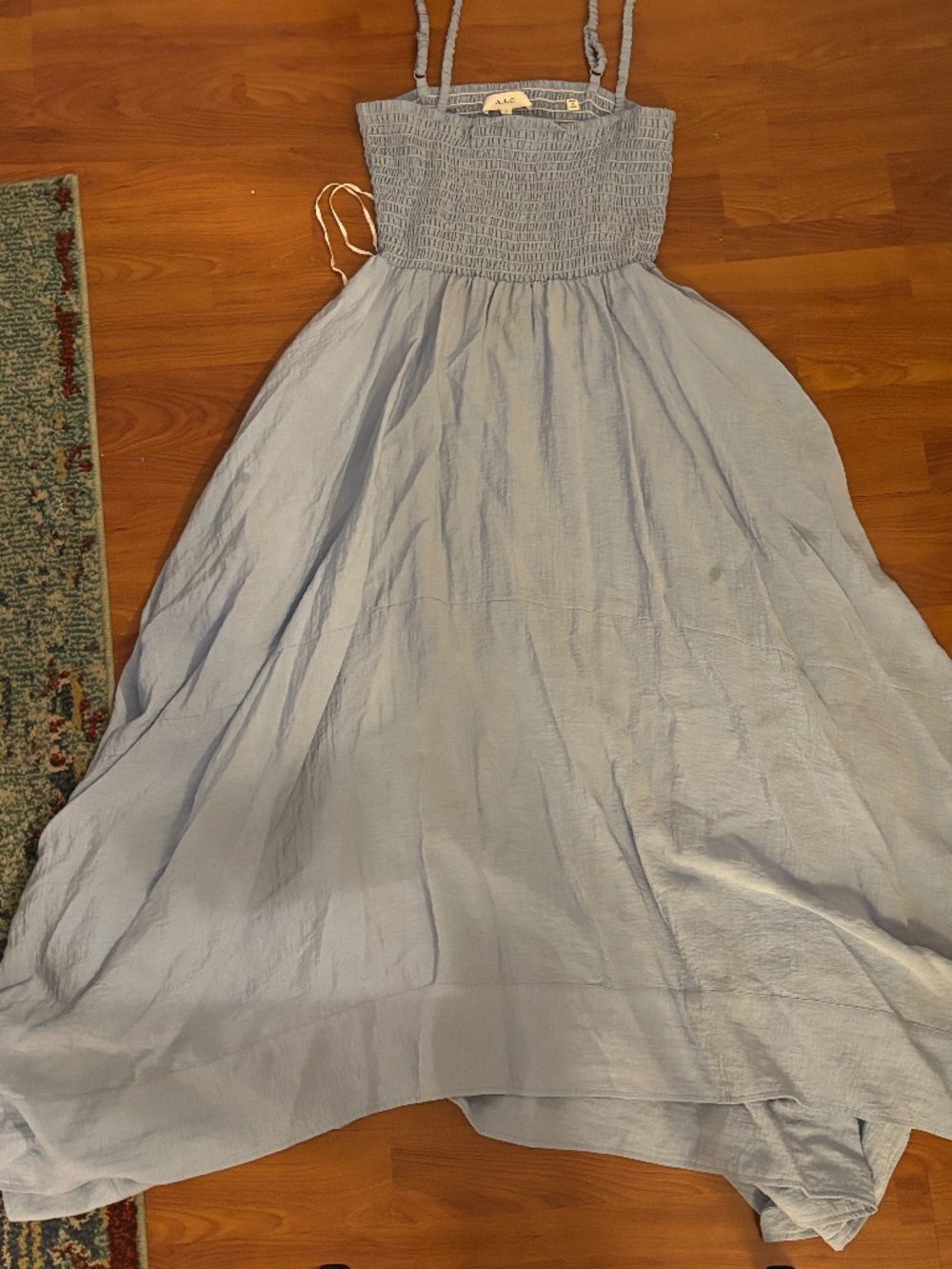 A.L.C. Blue Smocked Maxi Dress